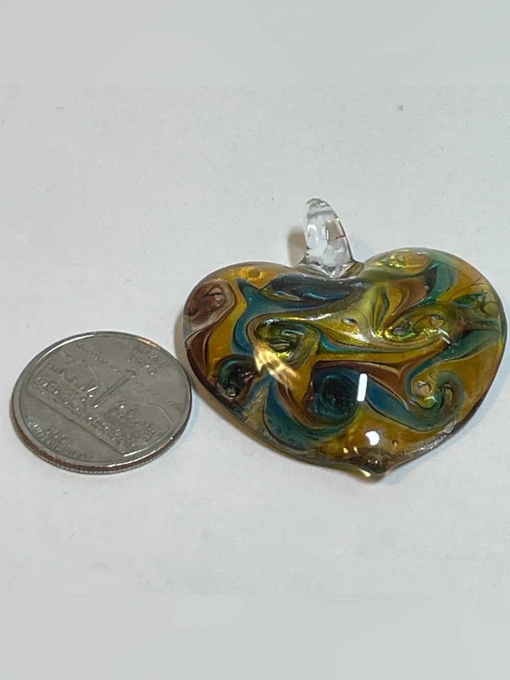 Boho Dichroic Iridescent Multicolor Glass Heart Pendant Necklace Adjustable Cord